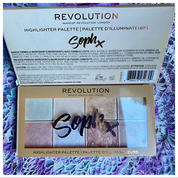 🎉HP🎊 NIB Makeup Revolution 8Pc Highlighter Shadow Palette “SOPH” - Picture 10 of 16